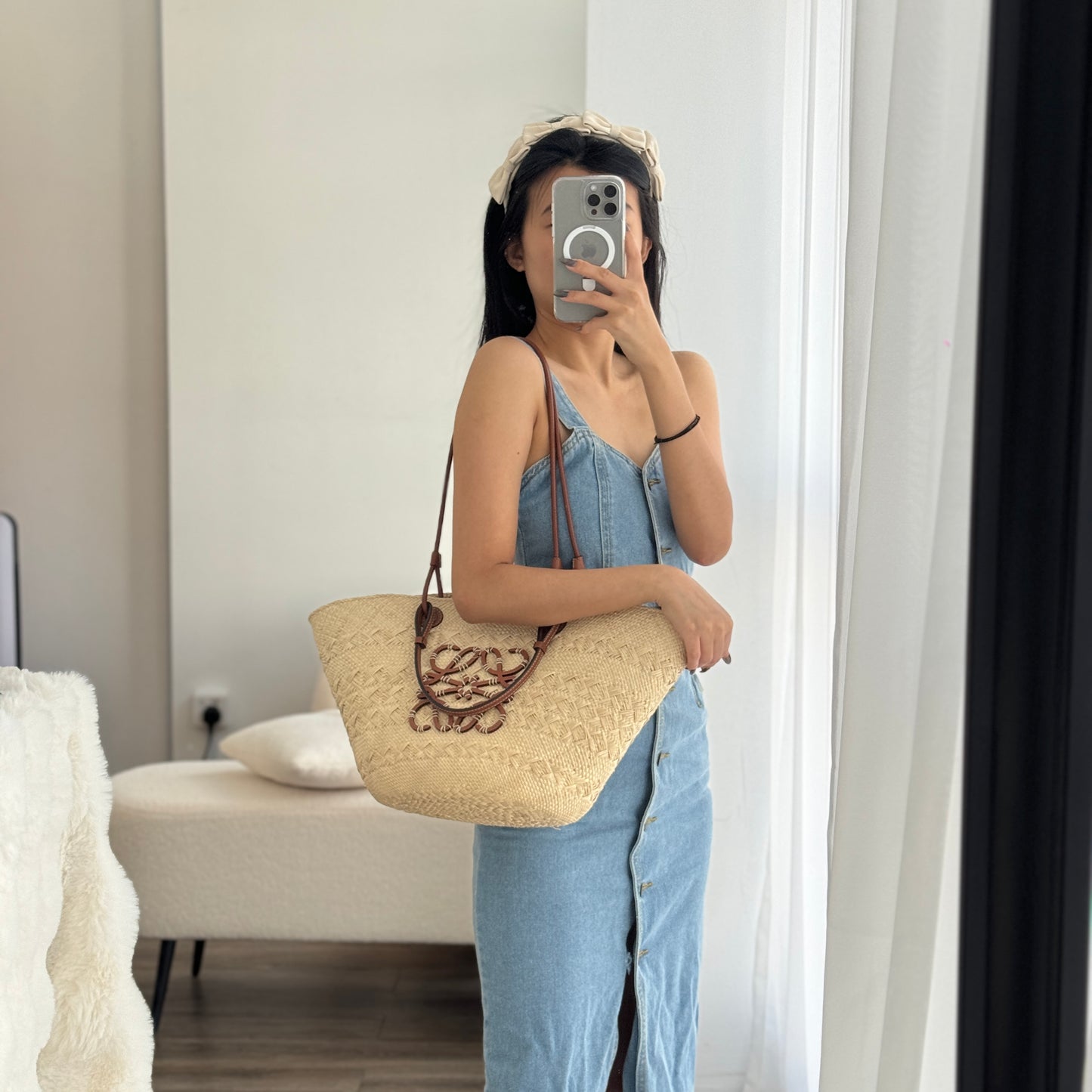 Loewe Anagram Woven Basket Raffia Tote Bag - Leluxe Vintage Sdn. Bhd.