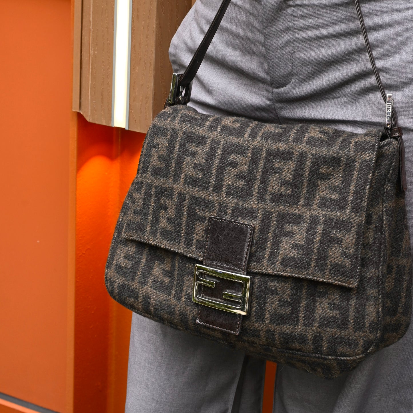 Fendi Zucca Mamma Baguette Cashmere