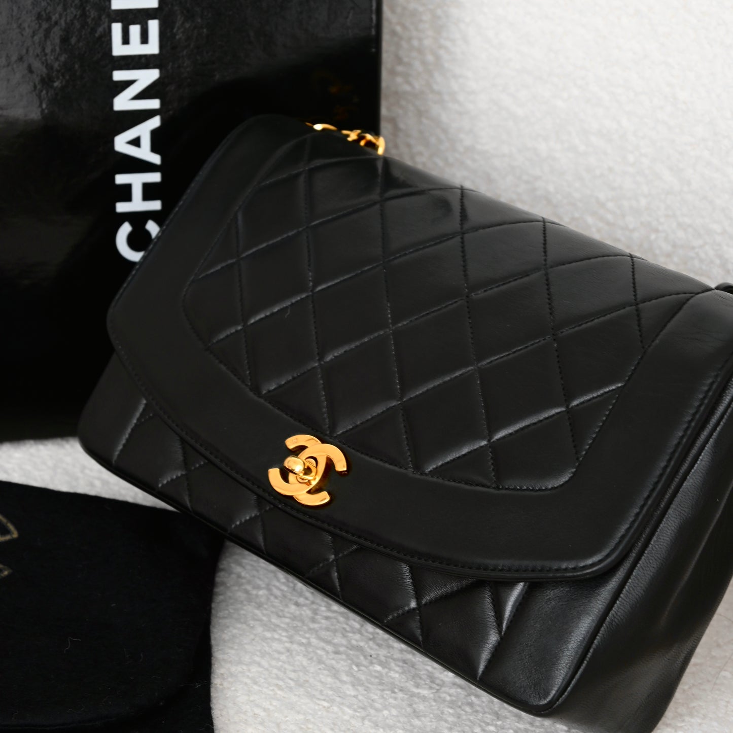 Chanel Diana Flap Medium Black Lambskin
