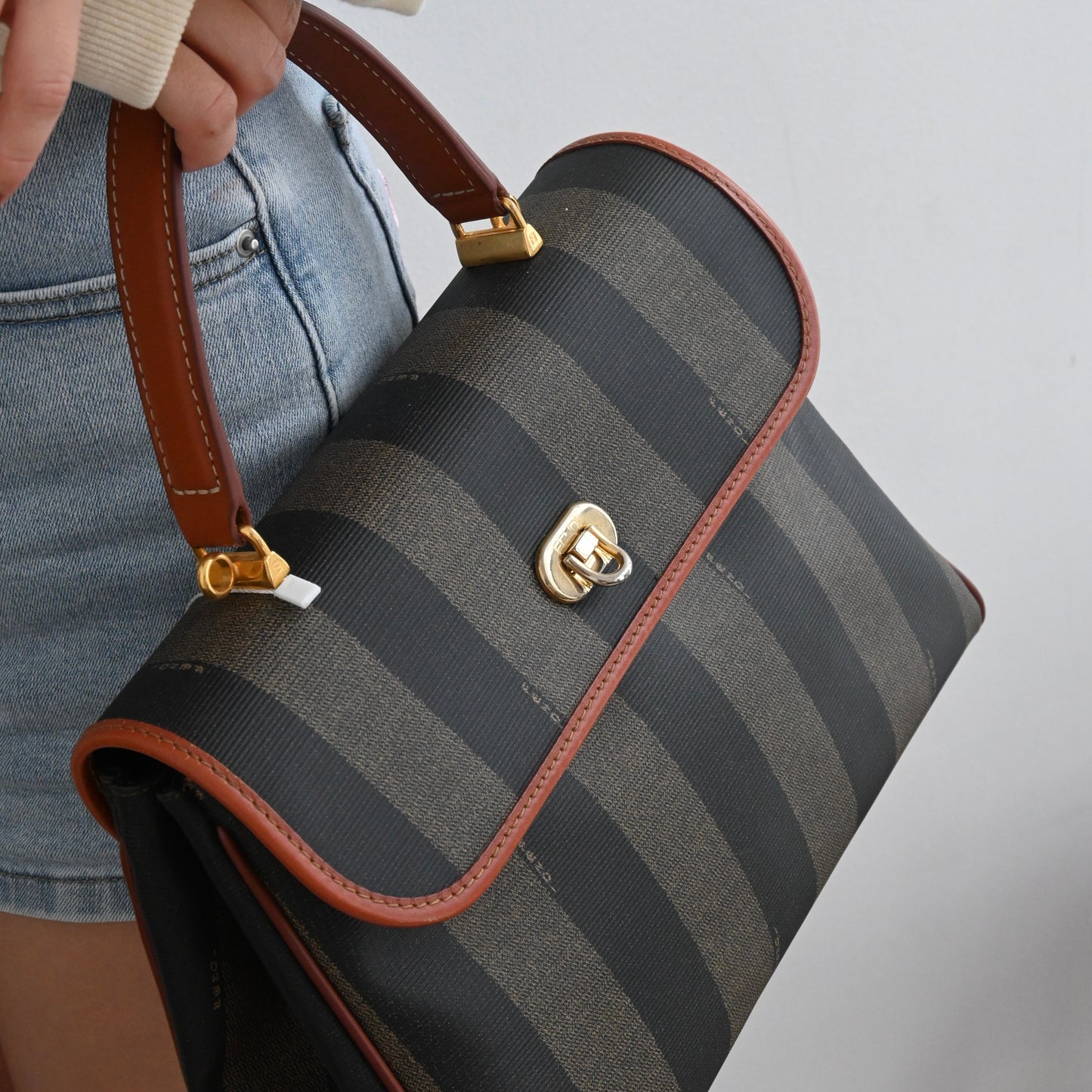 Fendi Pequin Striped Kelly Handcarry - Leluxe Vintage Sdn. Bhd.