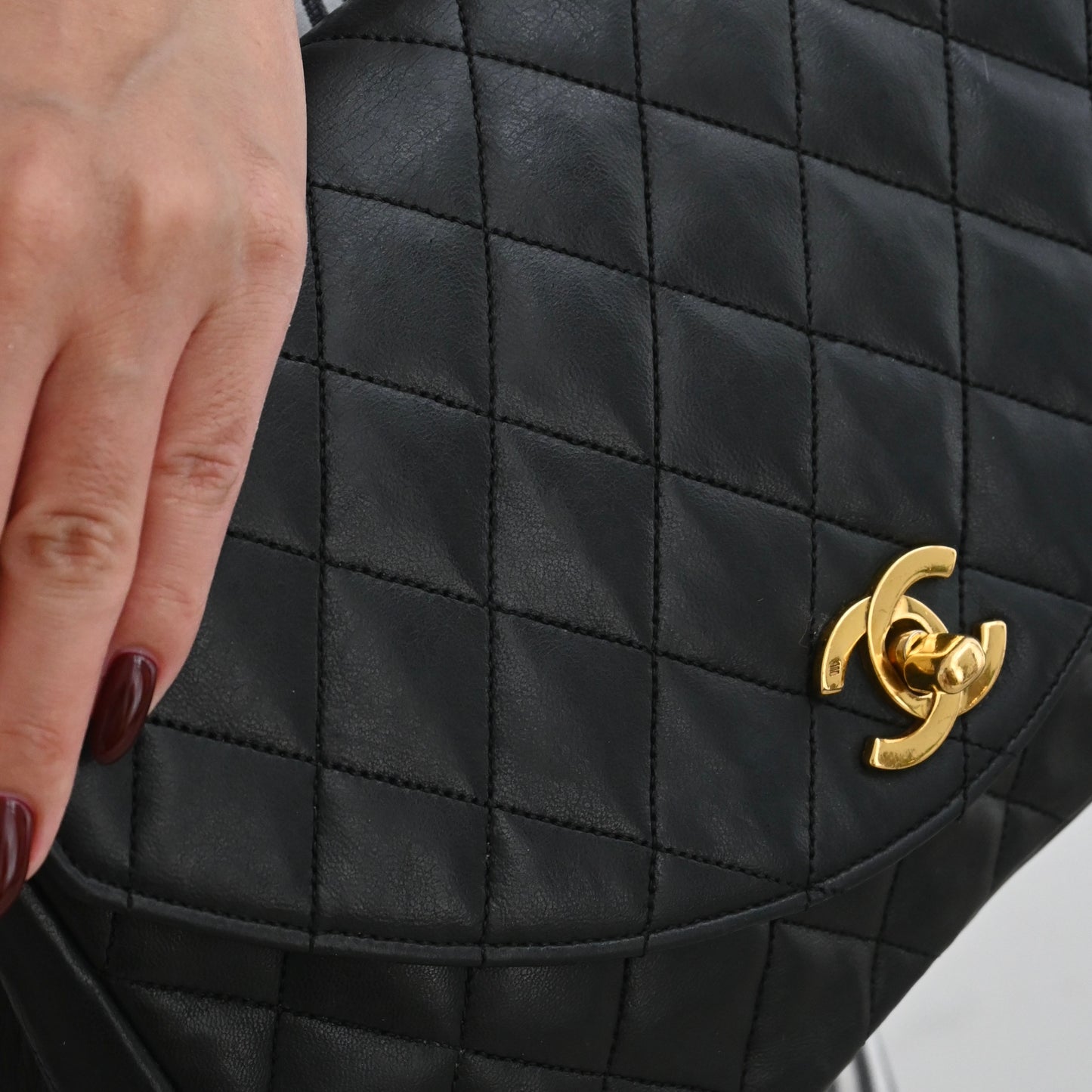 Chanel Matelasse Lambskin Halfmoon Crossbody Bag