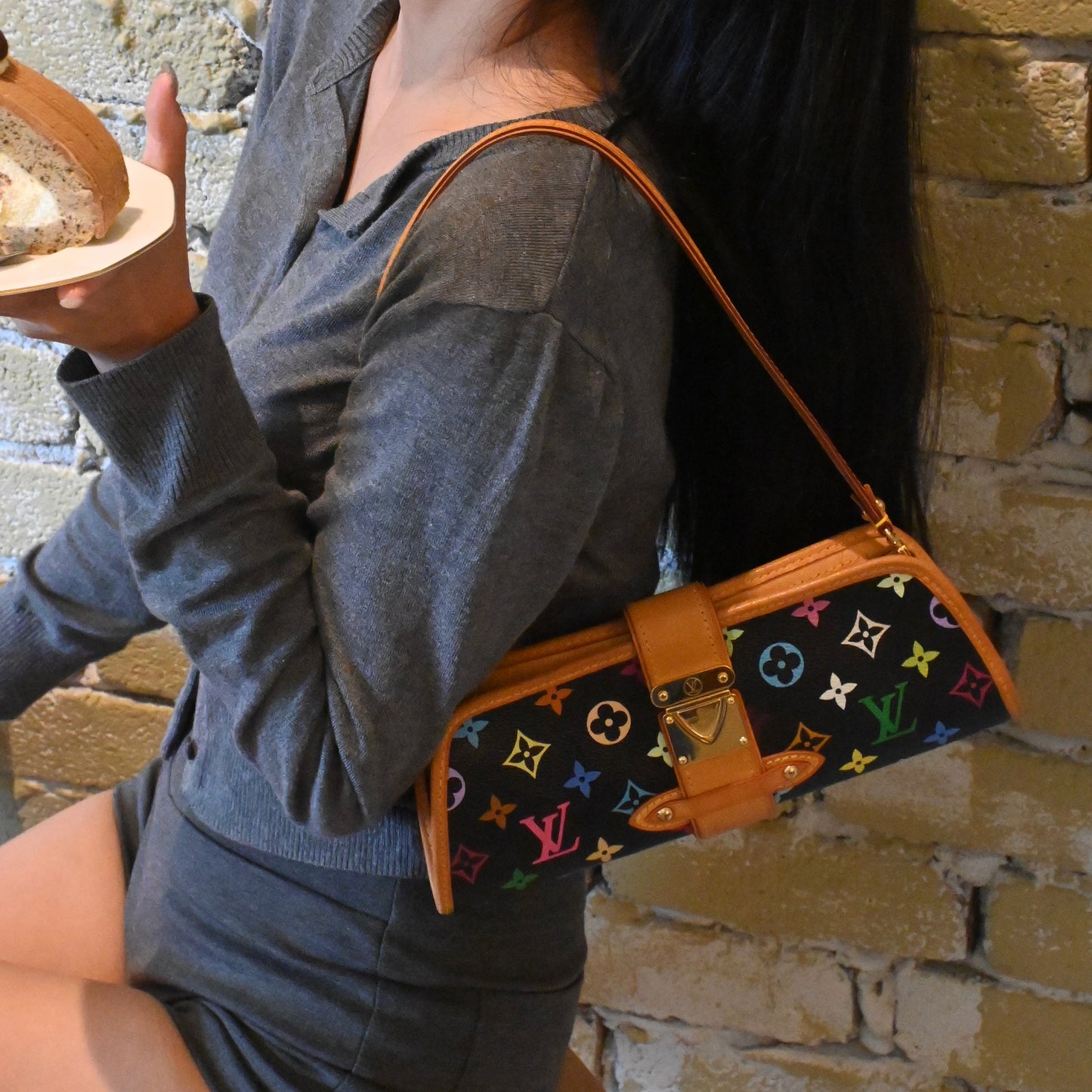 Louis Vuitton x Takashi Murakami Black Multicolour Shirley