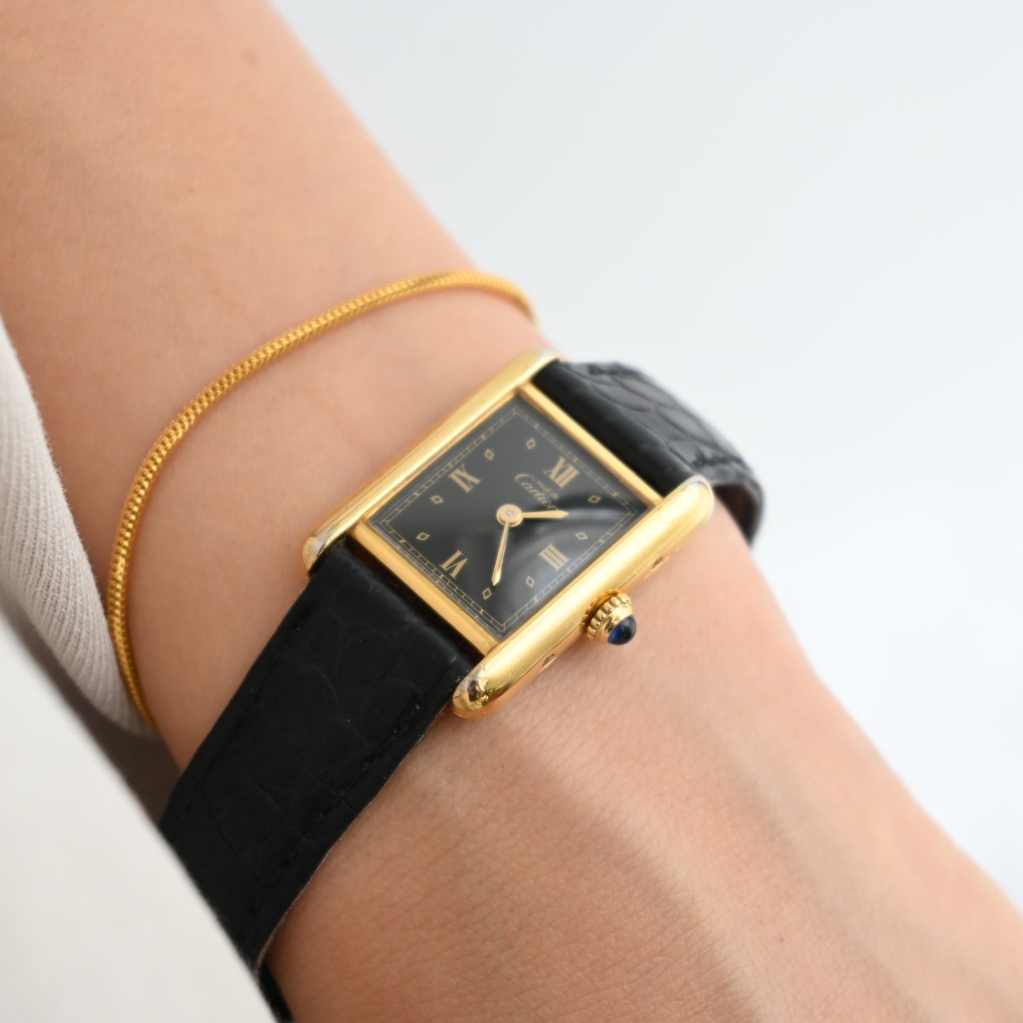 Cartier Must de Tank SM Black Roman Dial