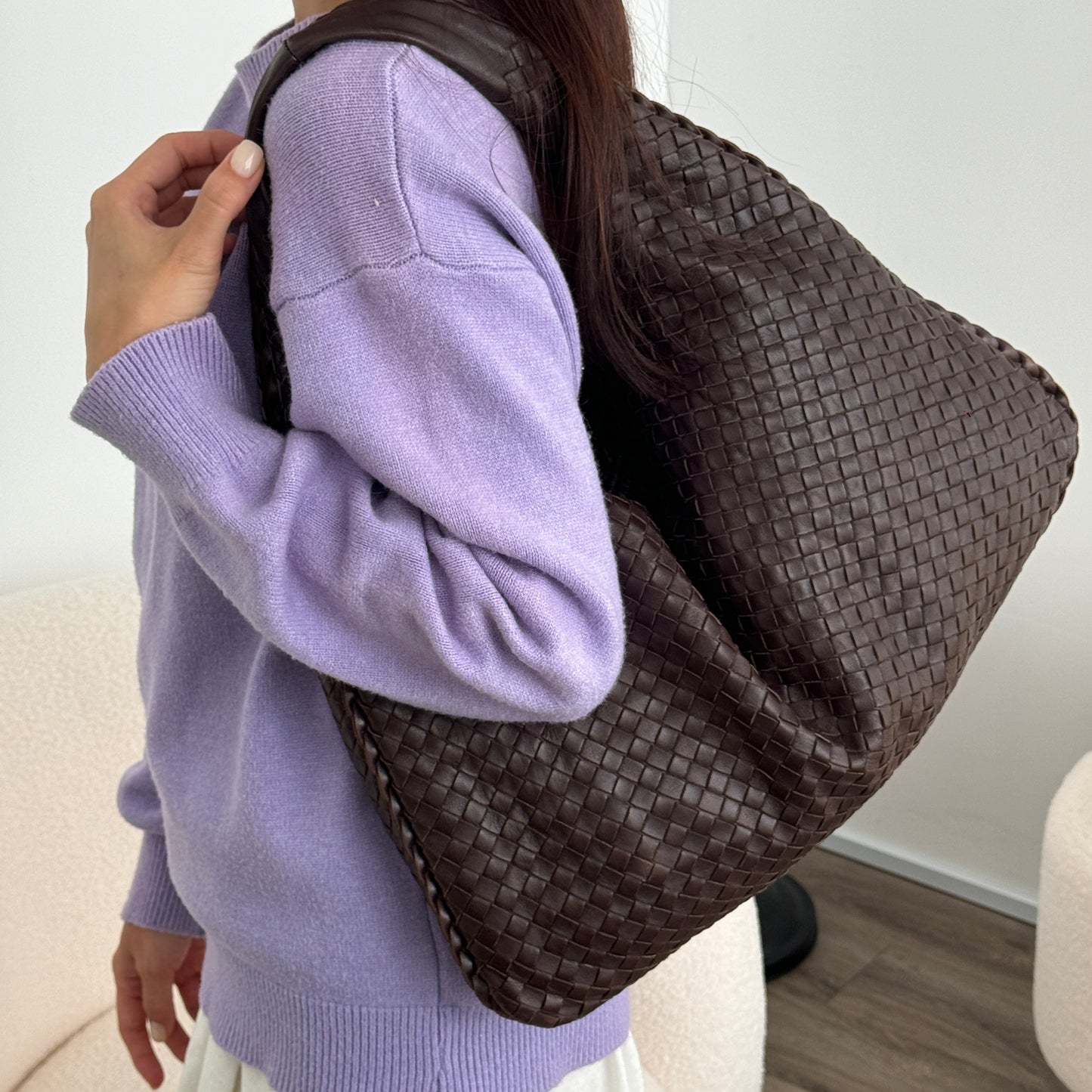 Bottega Veneta Dark Brown Hobo Bag Large