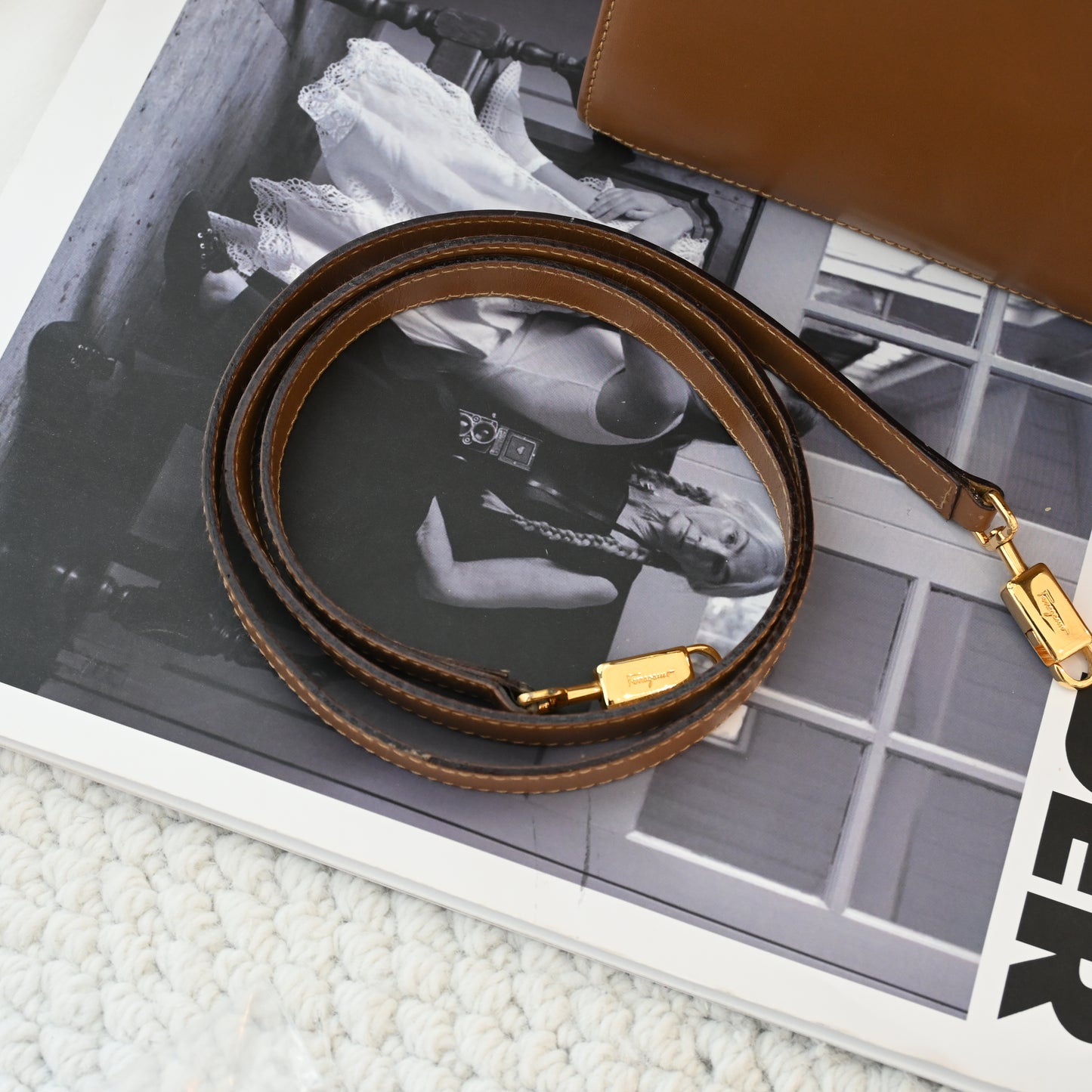 Salvatore Ferragamo Small Gancini Kelly Milk Tea