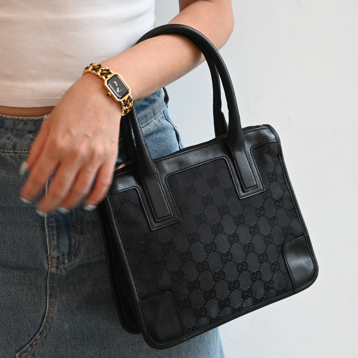 Gucci GG Black Canvas Mini Tote