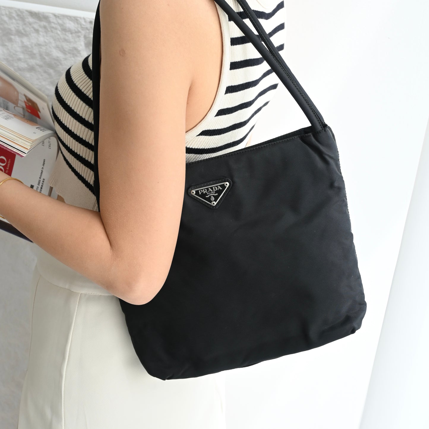 Prada Small Nylon Tote Black