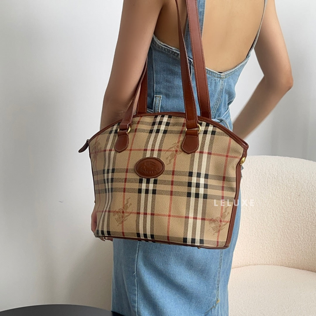 Burberry Check Tote in Beige - Leluxe Vintage Sdn. Bhd.
