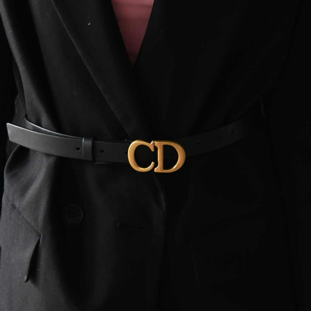 Dior CD logo Belt 75 Leather Black