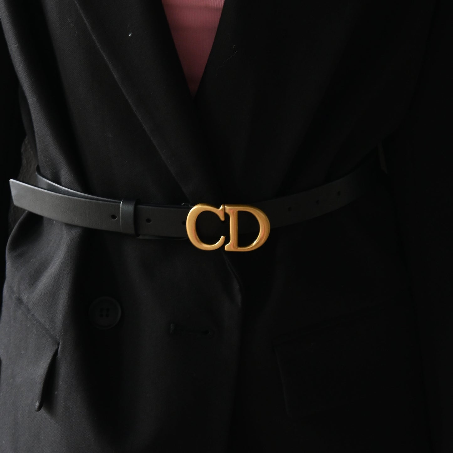 Dior CD logo Belt 75 Leather Black