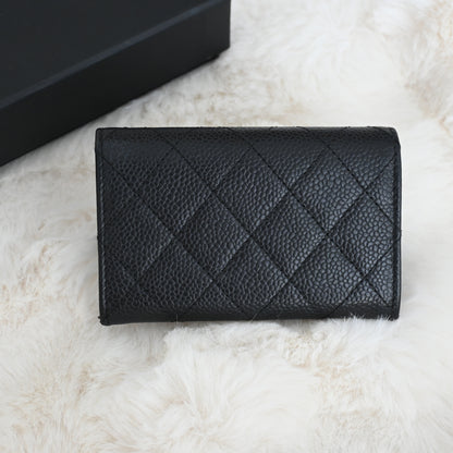 Chanel Quilted Flap Cardholder Black Caviar