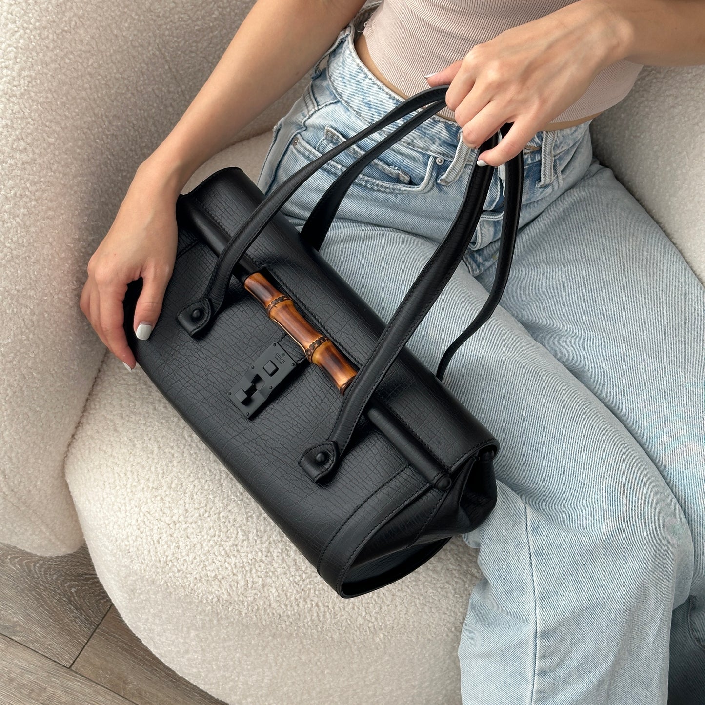 Gucci Black Bamboo Bullet Shoulder Bag