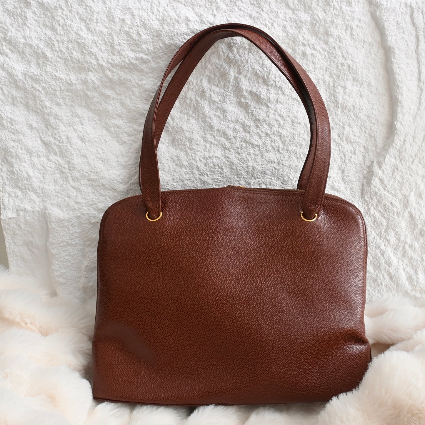 Chanel Timeless Caviar Brown Tote with Gold Ball