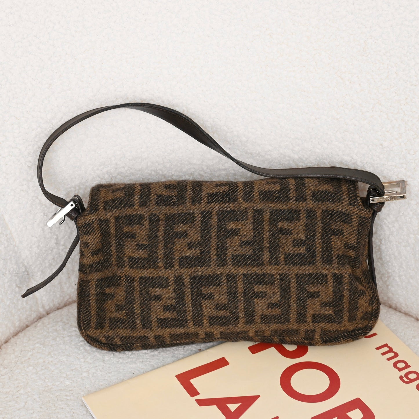 Fendi Zucca Baguette Wool Brown Monogram