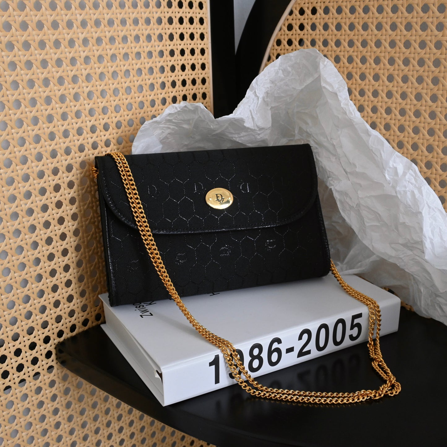 Dior Black Honeycomb Chain Bag - Leluxe Vintage Sdn. Bhd.