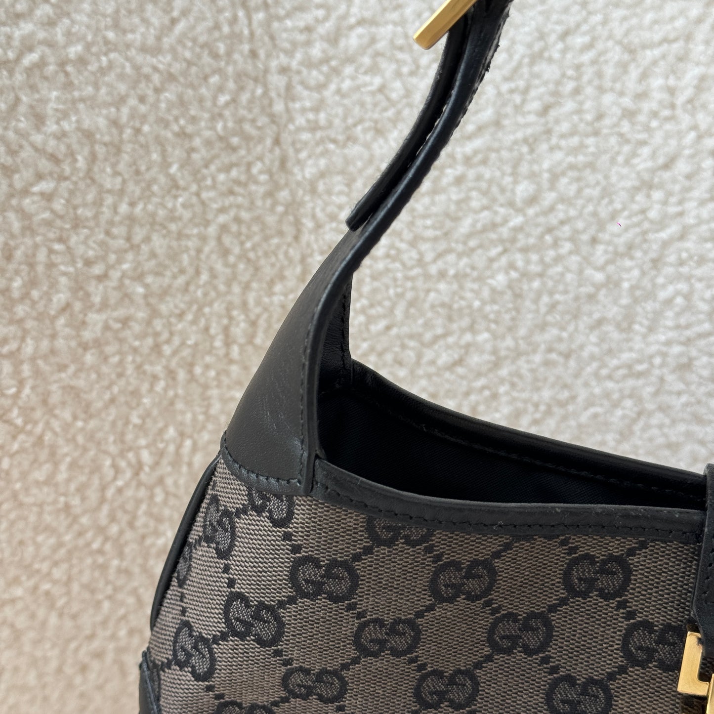 Old Gucci Small Jackie Hobo in Black Monogram