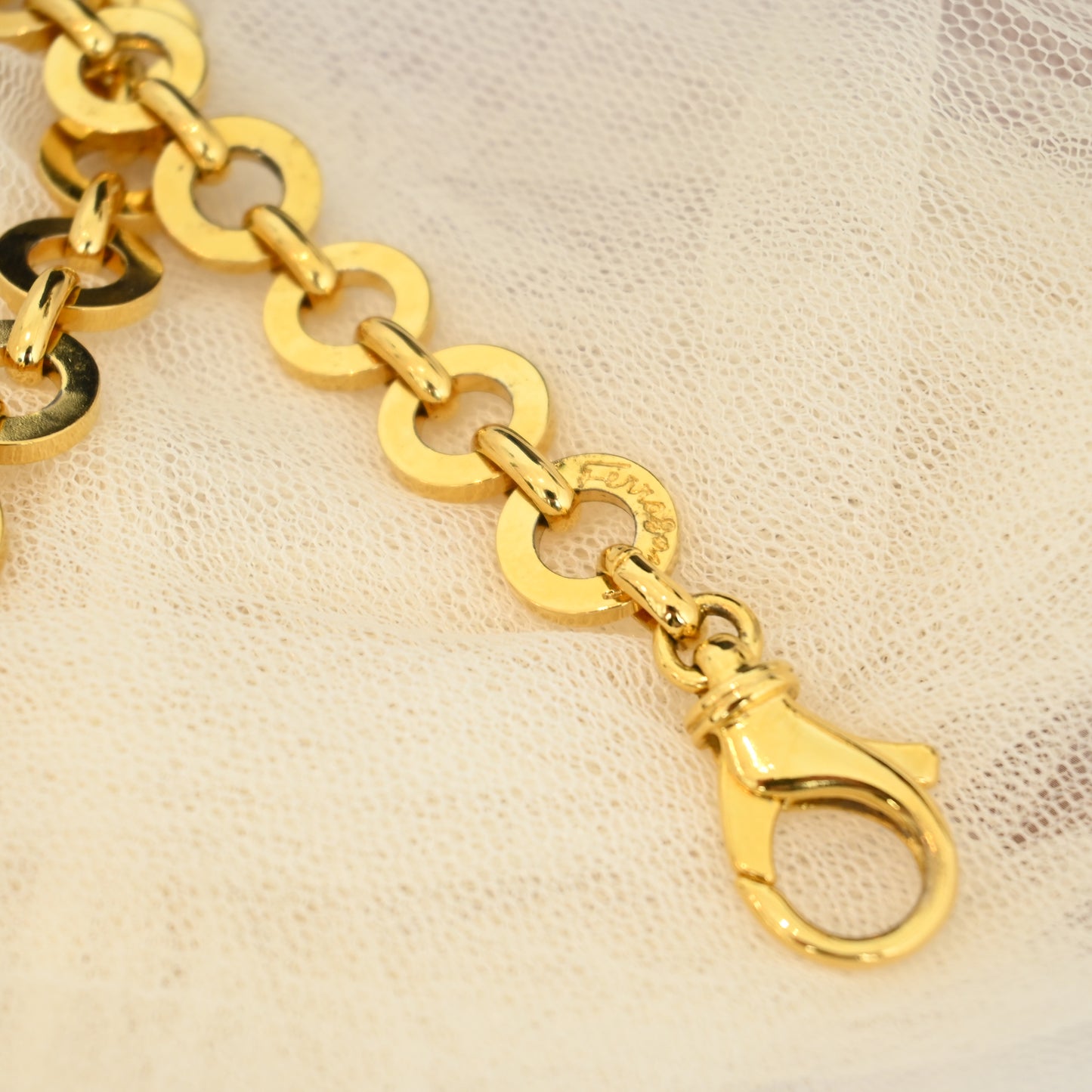 Salvatore Ferragamo Gancini Kelly Small in Purple  Embossed Lizard Leather