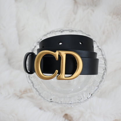 Dior CD logo Belt 75 Leather Black
