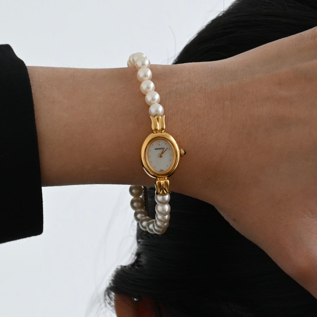 Mikimoto 1E20-3041 MOP Dial Akoya Pearl Bracelet Watch - Leluxe Vintage Sdn. Bhd.