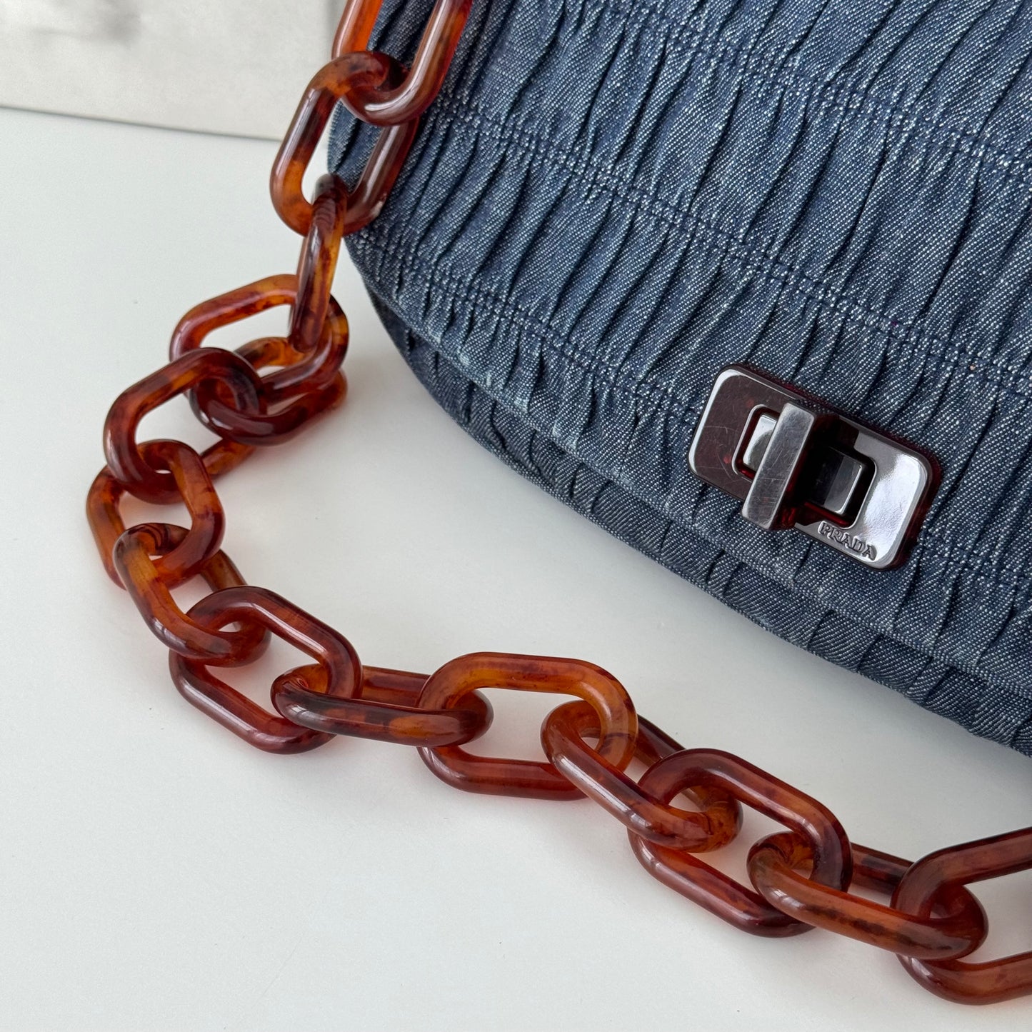 Prada Denim Gaufre Shoulder bag