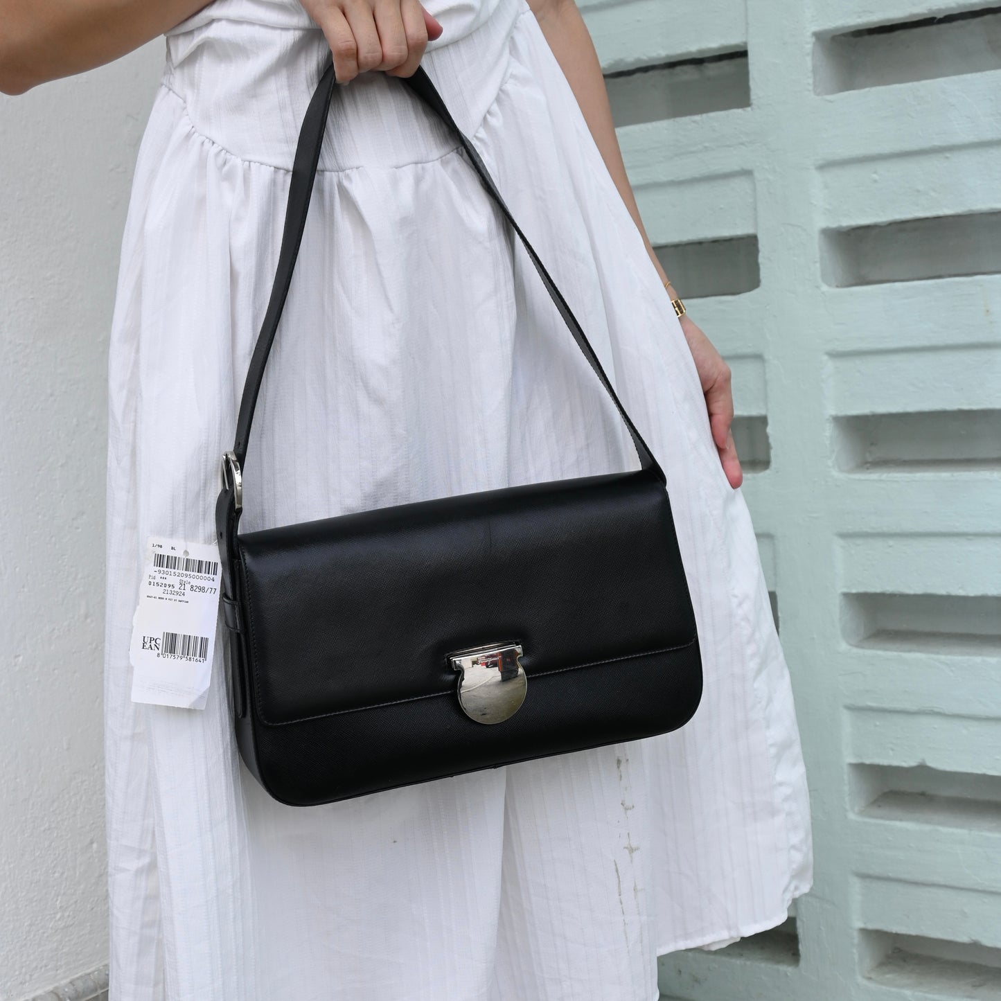 Salvatore Ferragamo Gancini Saffiano Leather Shoulder Bag