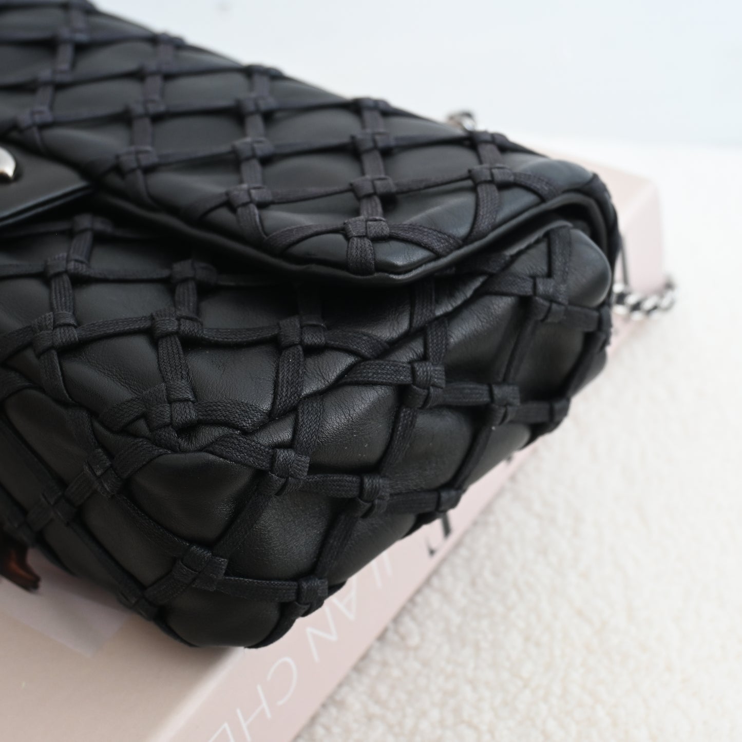 Chanel Lambskin Canebiers Net Flap Bag Small