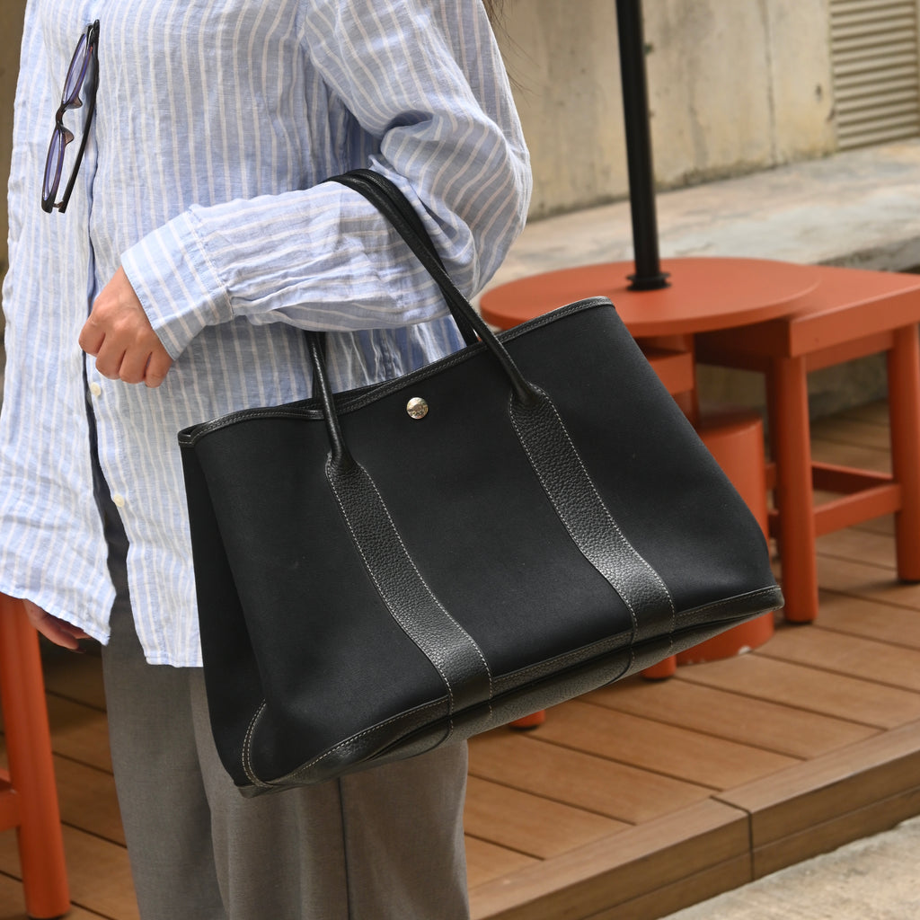 Hermès Garden Party 36 PM Toile Officier × Negonda Black SHW - T:2015 - Leluxe Vintage Sdn. Bhd.