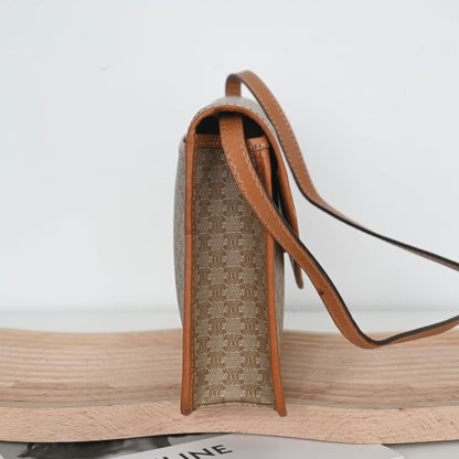 Celine Triomphe Monogram Beige Crossbody Messenger Bag
