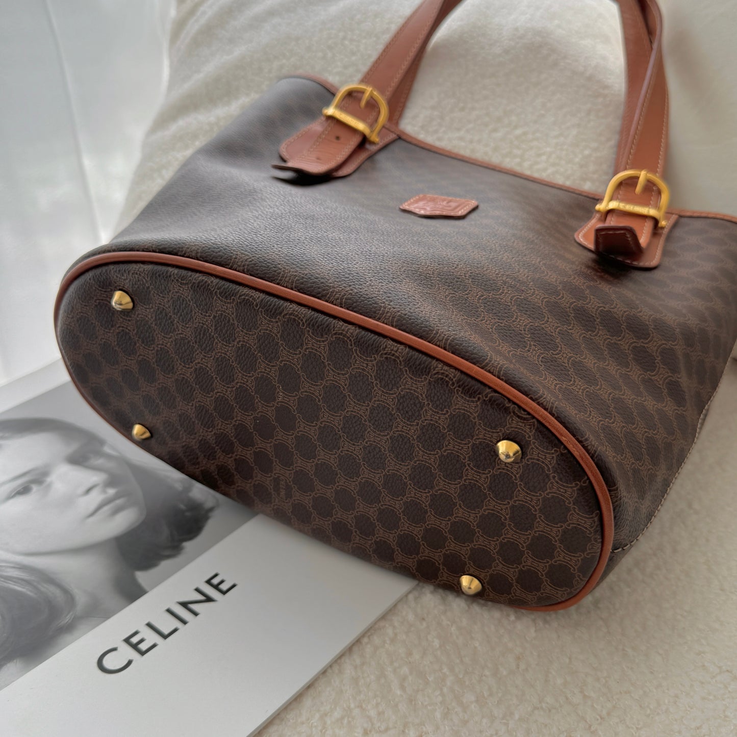 Celine Brown Macadam Triomphe Tote