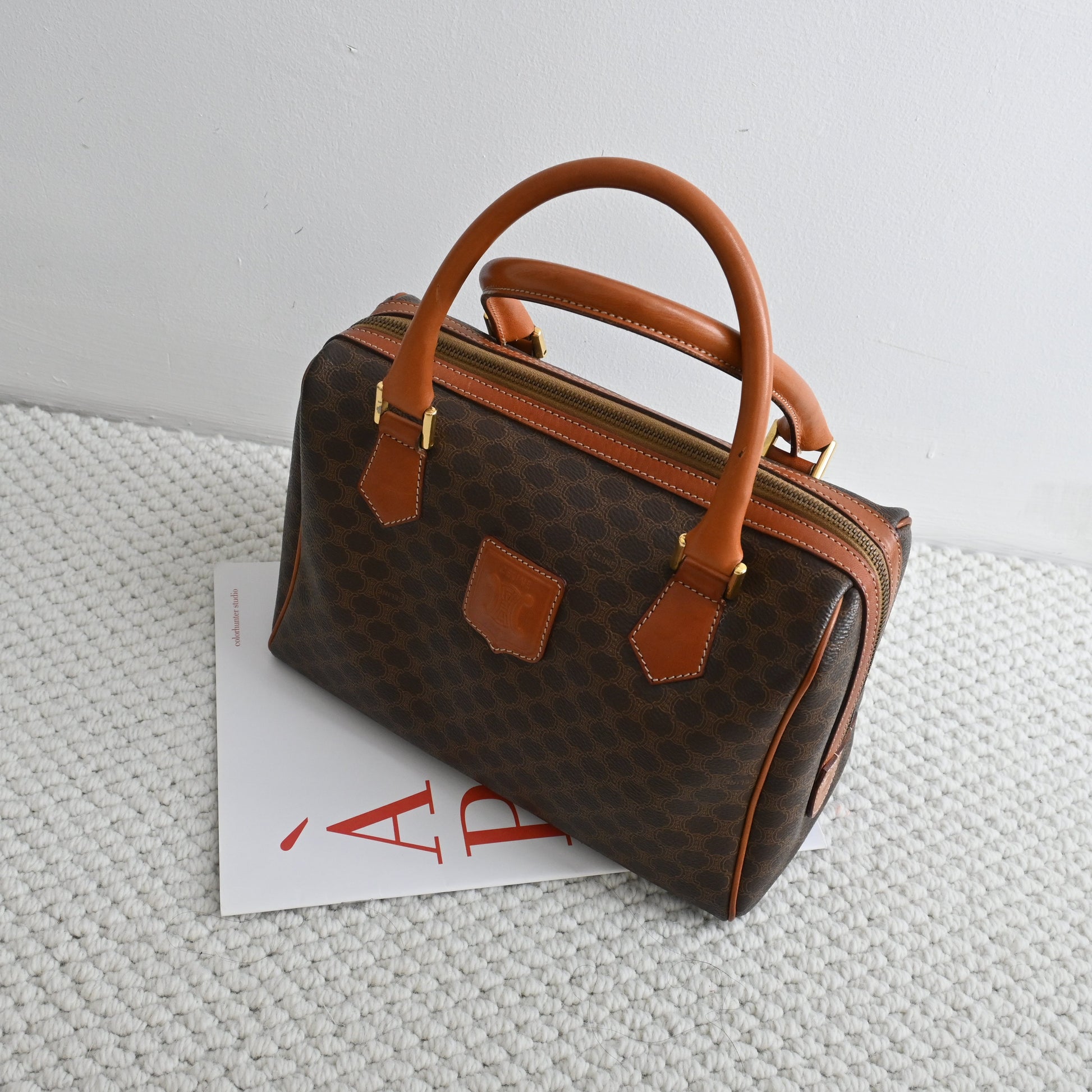 Celine Small Boston in Triomphe Macadam Monogram - Leluxe Vintage Sdn. Bhd.