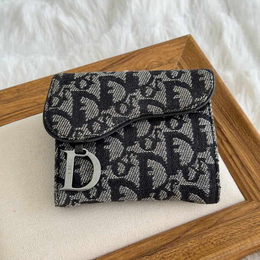 Dior Compact Wallet in Navy Monogram