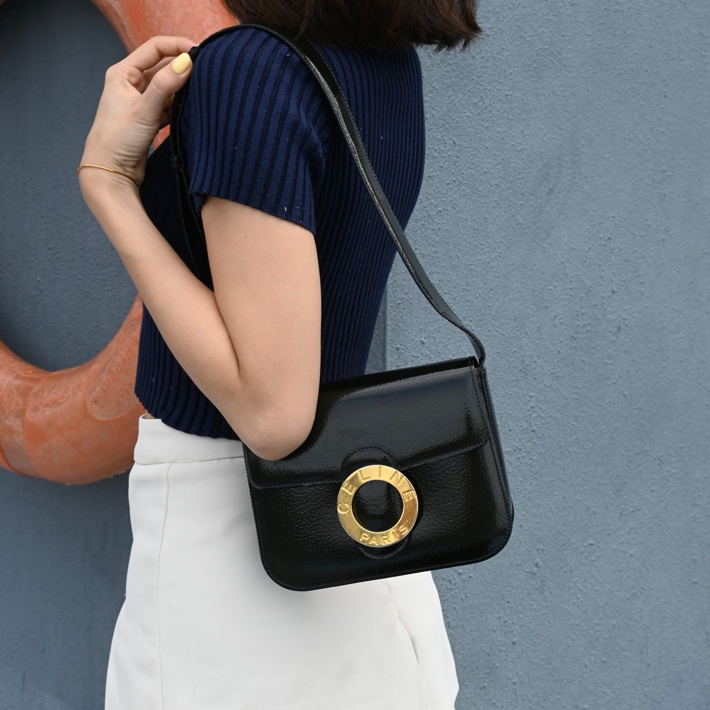 Celine Ring Clasp Shoulder Box Bag