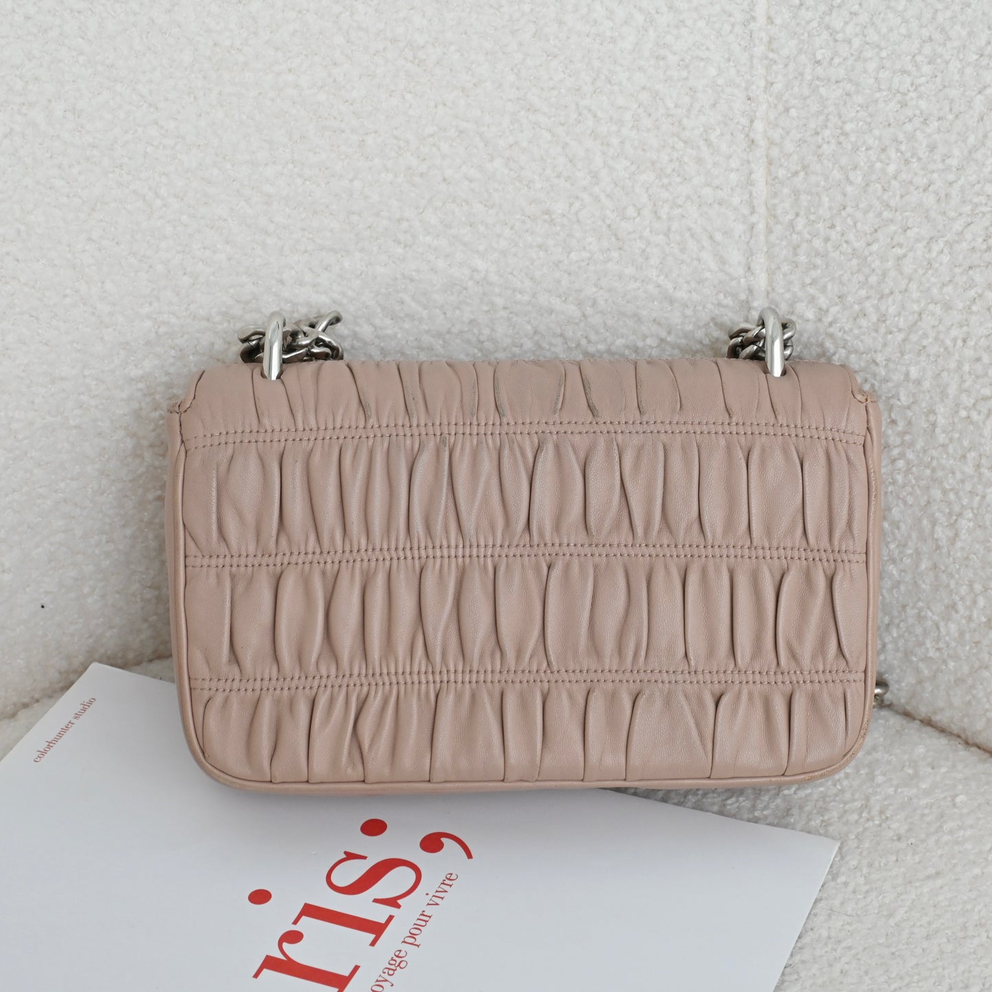 Prada Dusty Pink Gaufre Chain Flap Bag