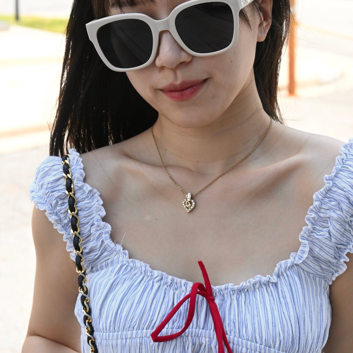 Christian Dior Vintage Heart Shape Necklace with Rhinestones