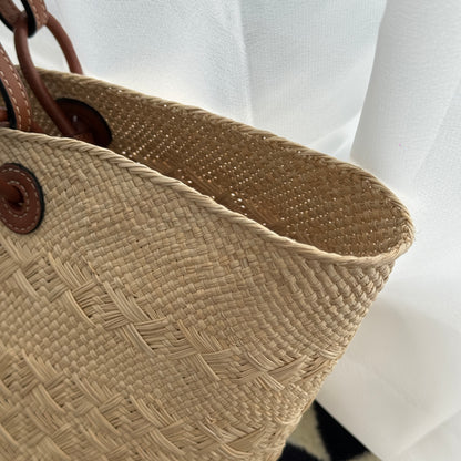 Loewe Anagram Woven Basket Raffia Tote Bag