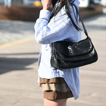 Bottega Veneta Intrecciato Double Flap Shoulder Bag