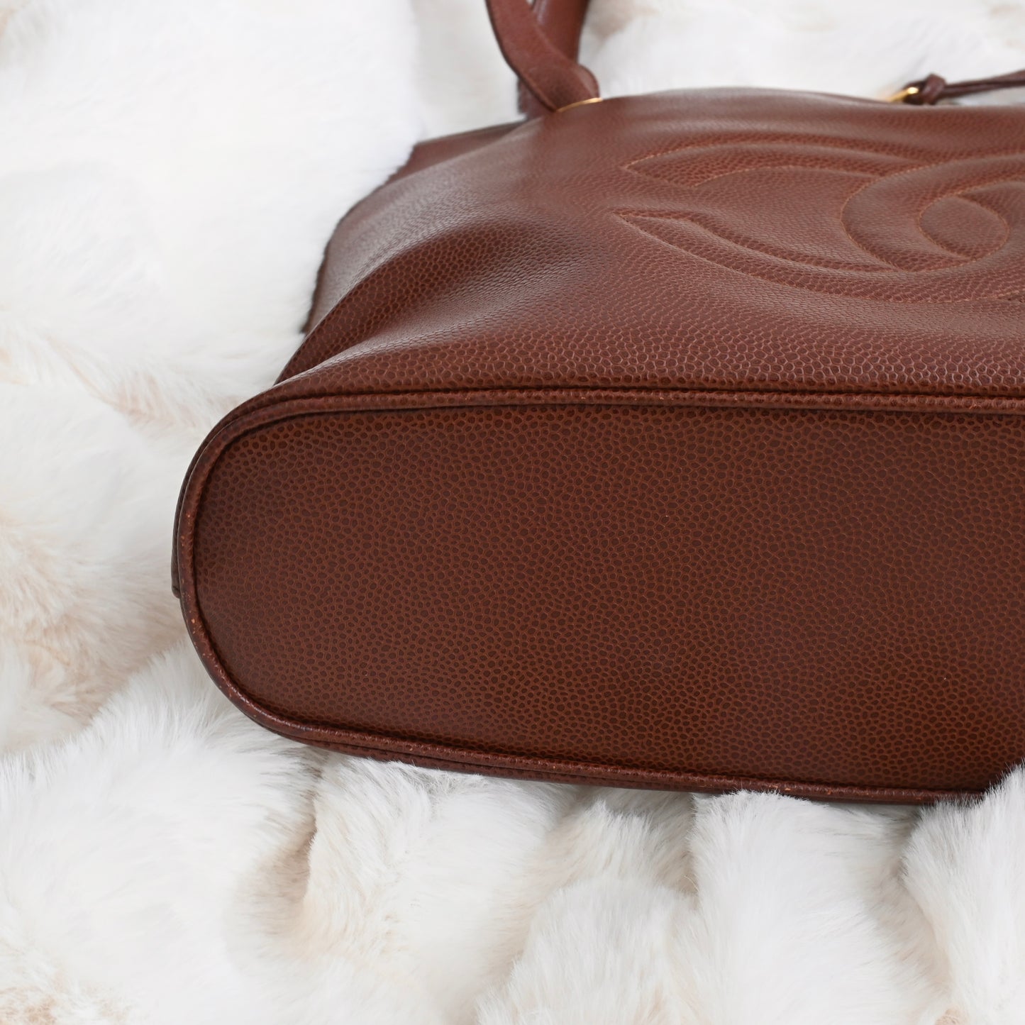 Chanel Timeless Caviar Brown Tote with Gold Ball