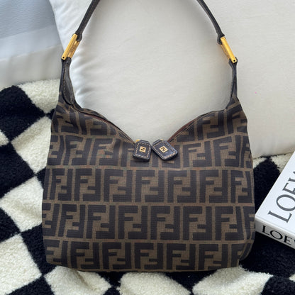 Fendi Zucca Monogram Double Zipper Hobo