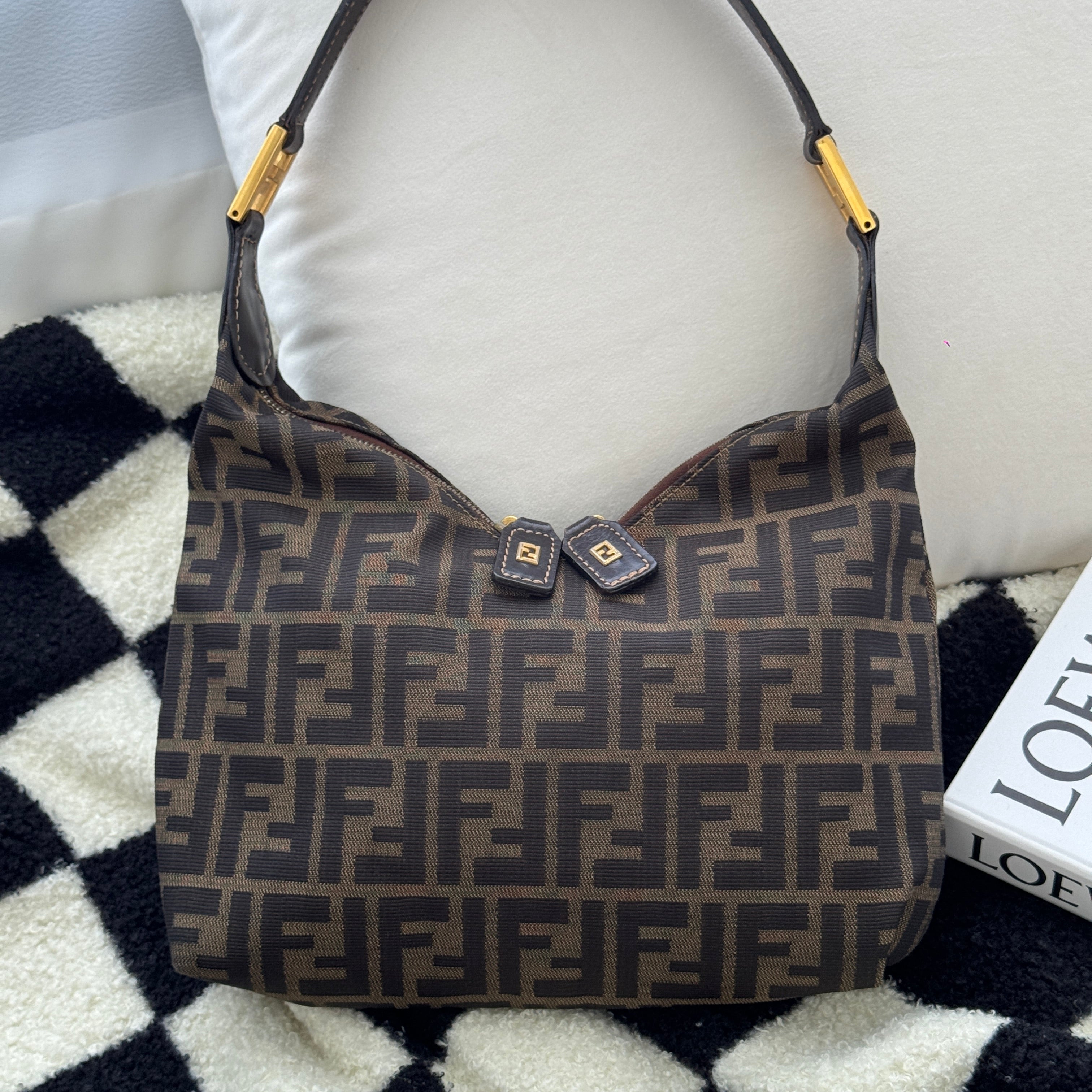 Fendi Zucca Monogram Double Zipper Hobo - Leluxe Vintage Sdn. Bhd.