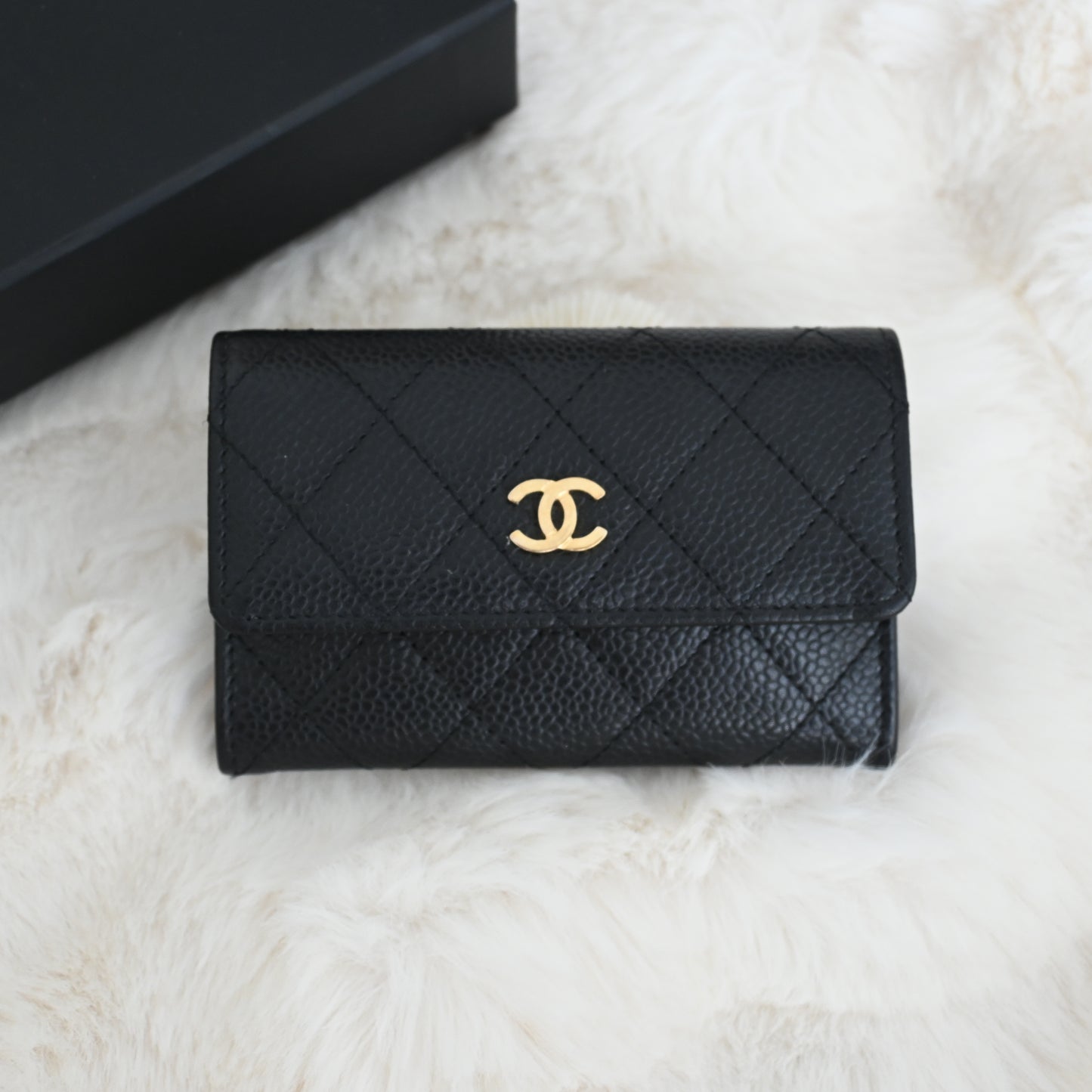 Chanel Quilted Flap Cardholder Black Caviar