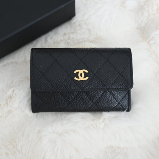 Chanel Quilted Flap Cardholder Black Caviar