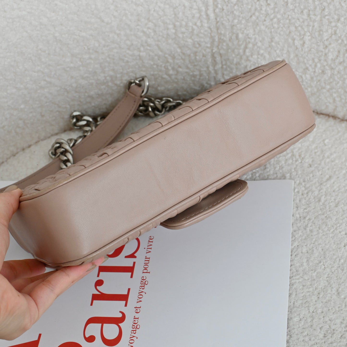 Prada Dusty Pink Gaufre Chain Flap Bag