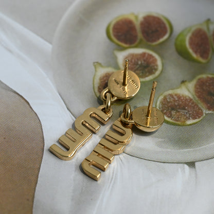 Miu Miu Logo Drop Stud Earrings