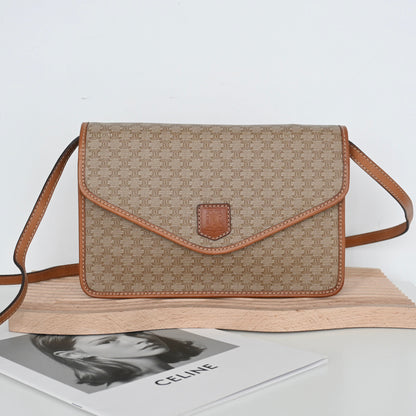 Celine Triomphe Monogram Beige Crossbody Messenger Bag
