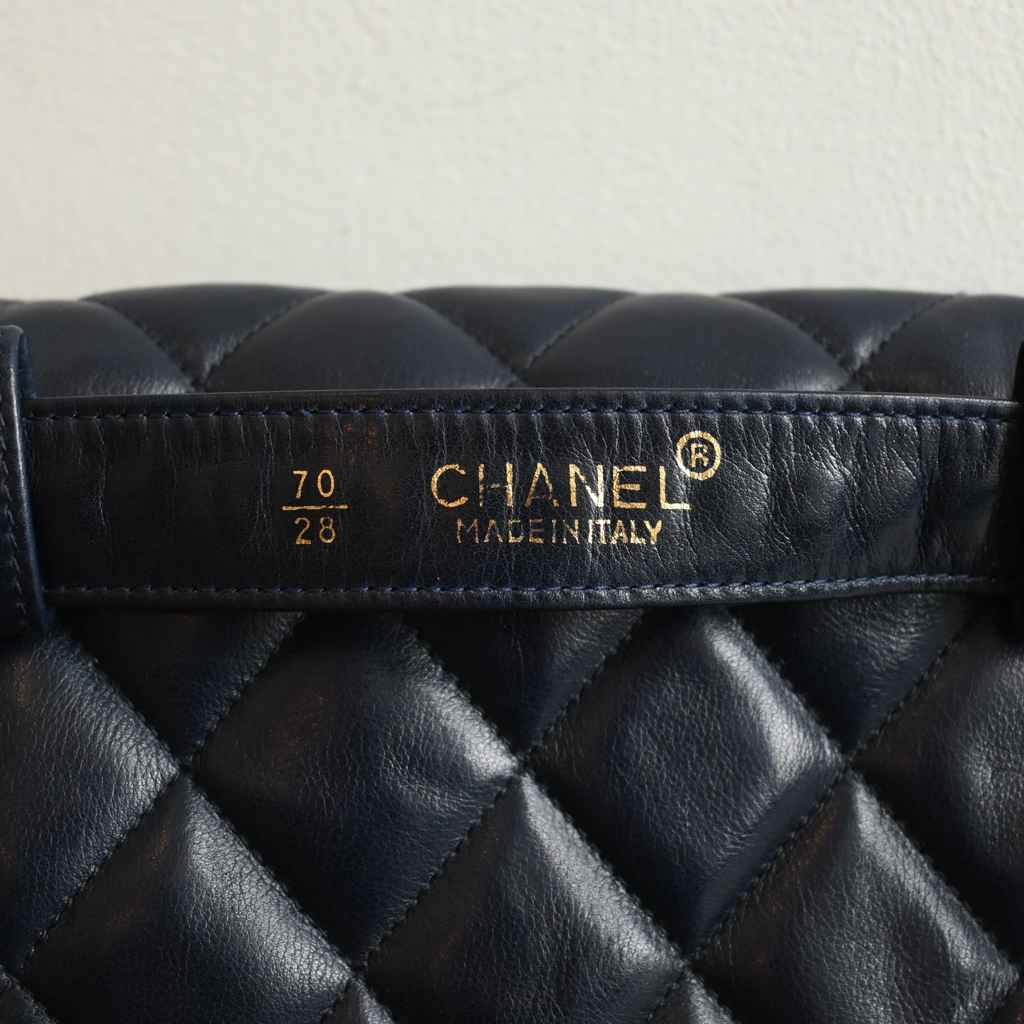 Chanel Navy Lambskin Chain Beltbag 80’s
