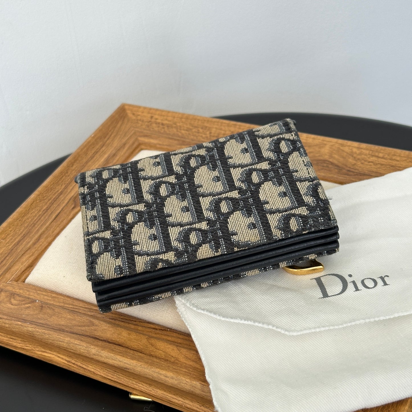 Dior Blue Oblique Canvas Saddle Card Holder