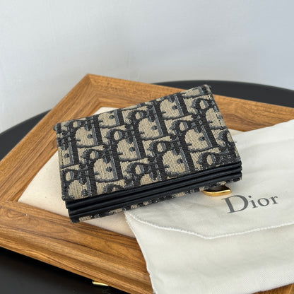 Dior Blue Oblique Canvas Saddle Card Holder