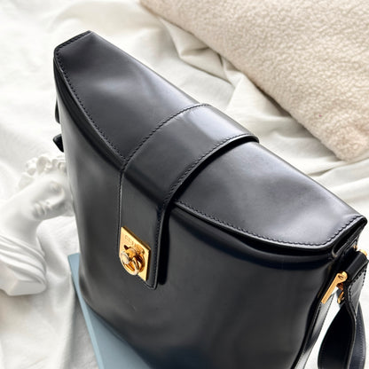 Celine Vintage Navy Gancini Bucket Bag