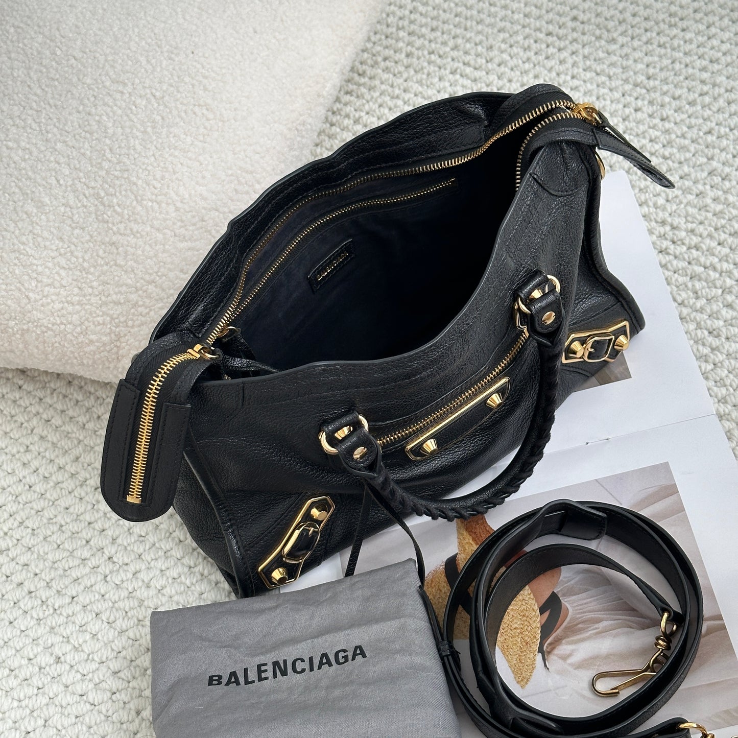 Balenciaga City Small Metallic Edge GHW