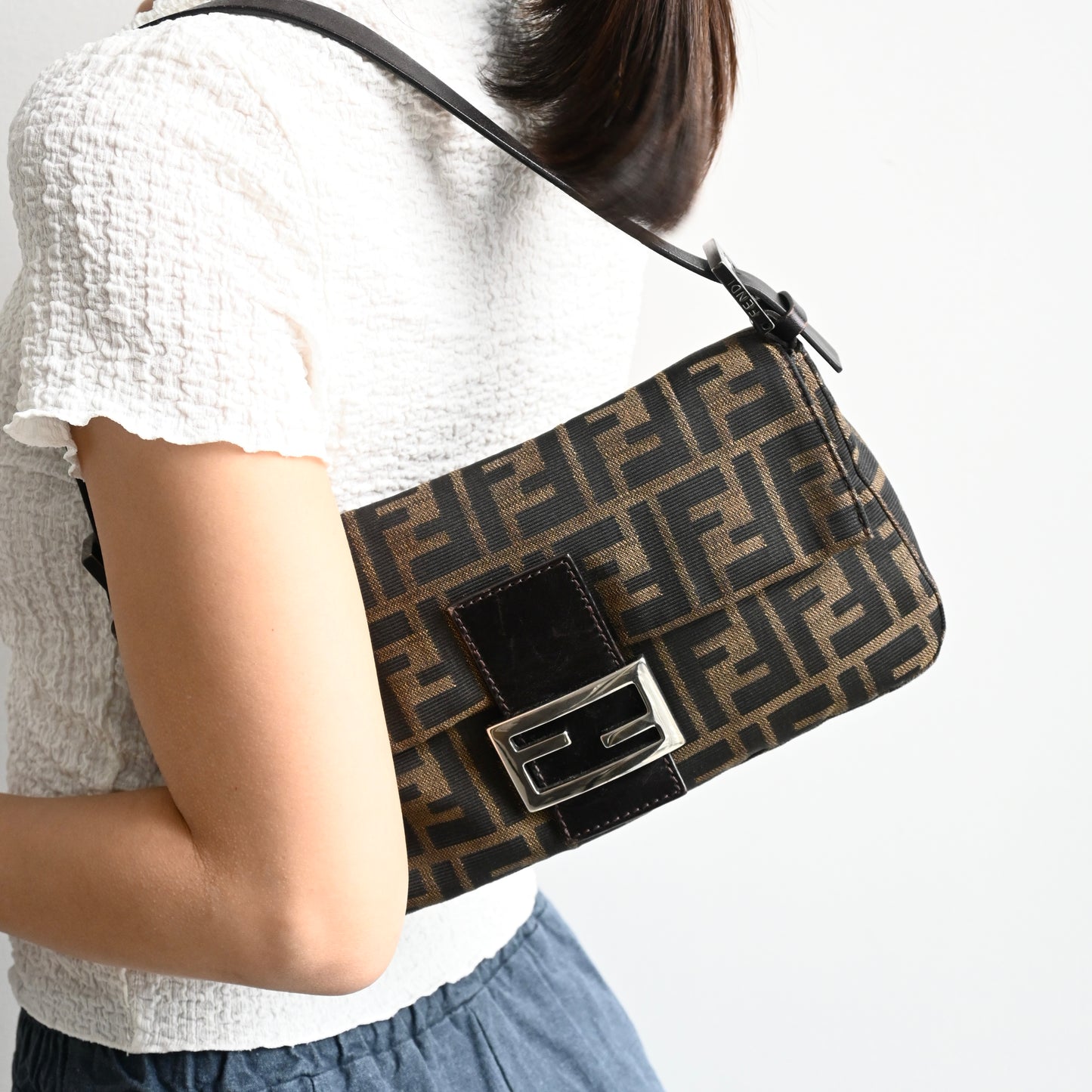 Fendi Zucca Mamma Baguette Shoulder Bag